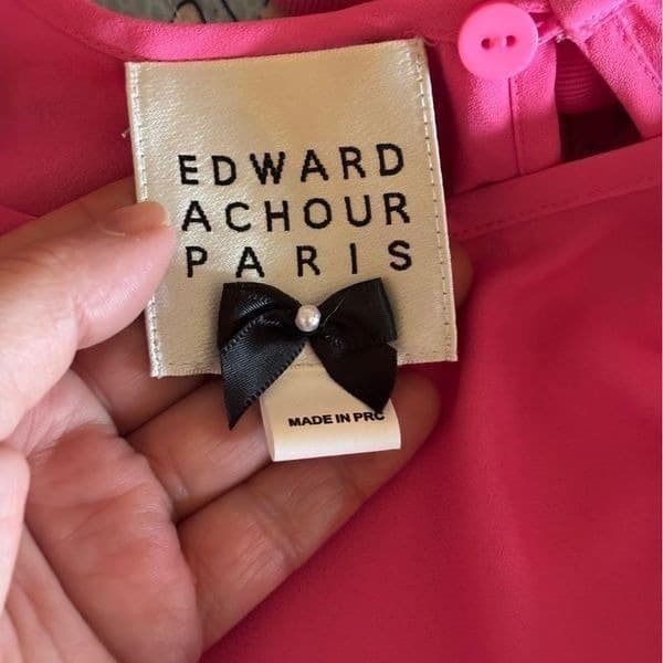 NWT EDWARD ACHOUR PARIS Fuchsia RUFFLE BLOUSE sz 42/10 US - Thumbnail 7