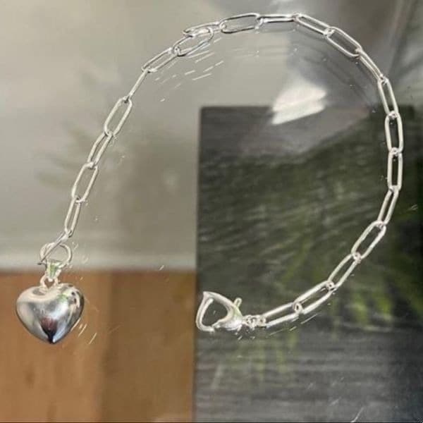 The LOVE Heart Pendant & clasp link bracelet in 925 - Thumbnail 2