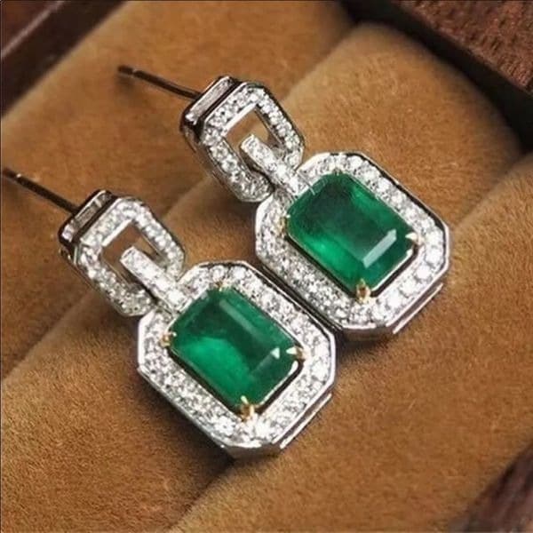 Last one!!The Oz Drop 925 Emerald green estate inspired 925 silver - Thumbnail 3