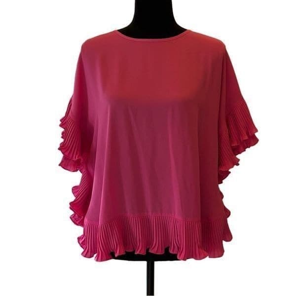 NWT EDWARD ACHOUR PARIS Fuchsia RUFFLE BLOUSE sz 42/10 US - Image 1