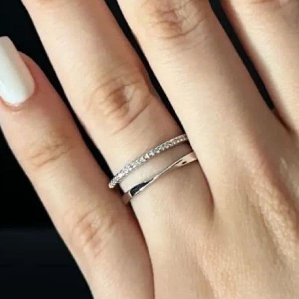 The Twist and Bling Duo Ring in 925 silver - Thumbnail 4