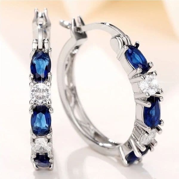 The Classic Hoop earrings in blue sapphires and 925 - Image 1