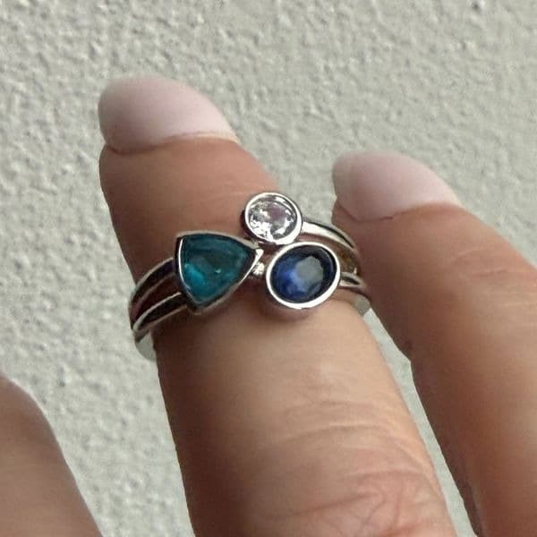 The Shades of blue ring in 925 silver and lab created gem stones sz 5 - Thumbnail 10