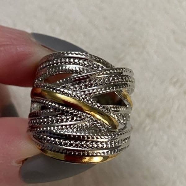 The Designer 2 Tone 925 Silver Statement Ring - Thumbnail 6