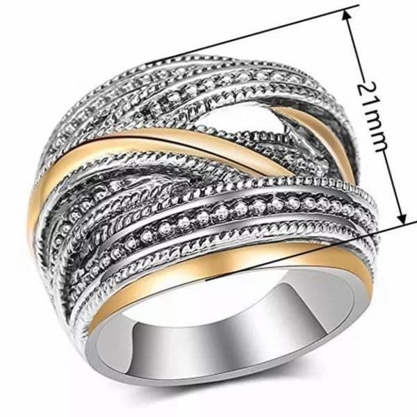 The Designer 2 Tone 925 Silver Statement Ring - Thumbnail 3