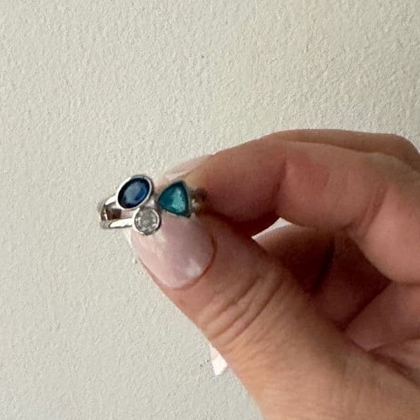The Shades of blue ring in 925 silver and lab created gem stones sz 5 - Thumbnail 9