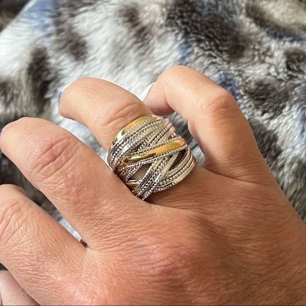 The Designer 2 Tone 925 Silver Statement Ring - Thumbnail 7