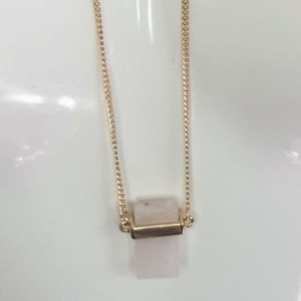 The Rose Quartz Gold Plated Long Chain With Rose Quartz pendant - Thumbnail 5