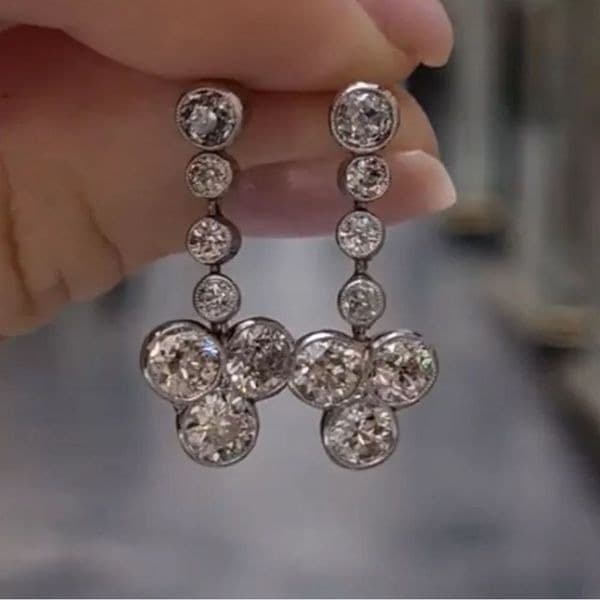 The Reverse T Dangle Drop Statement earrings in silver and cubic zirconia - Thumbnail 3