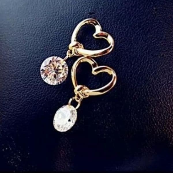 The Love Heart Crystal Drop Dangle Earrings - Image 1