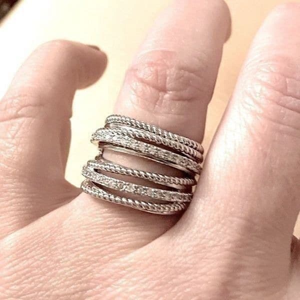 The Moderne Statement band ring in 925 & white sapphire sz 6 - Thumbnail 3