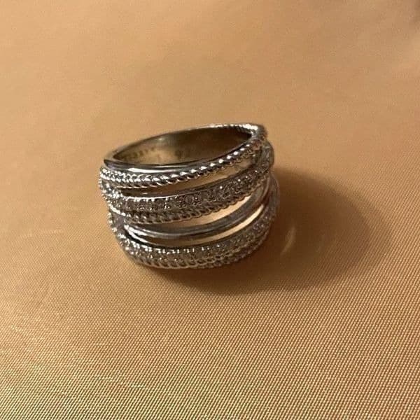 The Moderne Statement band ring in 925 & white sapphire sz 6 - Thumbnail 9