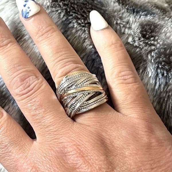 The Designer 2 Tone 925 Silver Statement Ring - Thumbnail 2