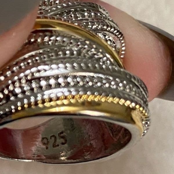 The Designer 2 Tone 925 Silver Statement Ring - Thumbnail 4