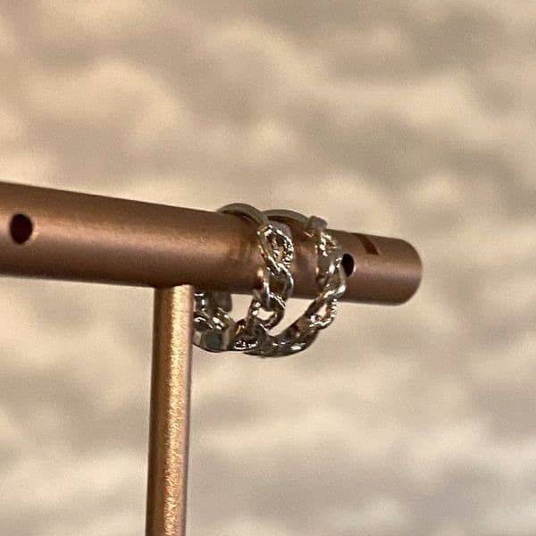 The Mini Chain Hoop dainty 925 silver huggie, hoop earrings. - Thumbnail 9