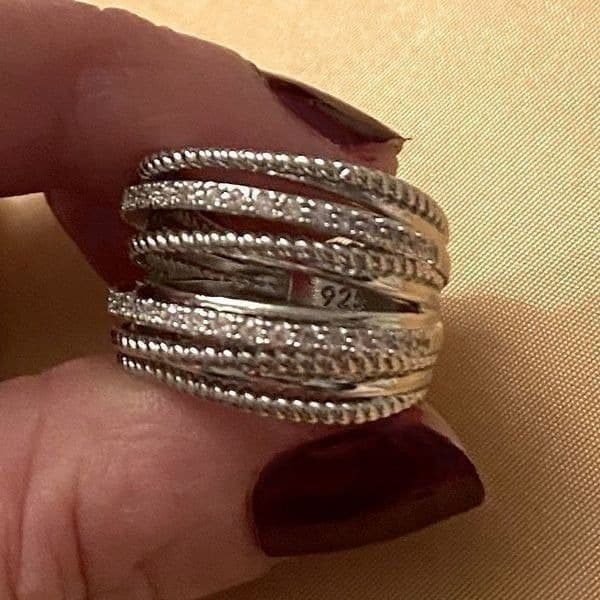 The Moderne Statement band ring in 925 & white sapphire sz 6 - Thumbnail 7