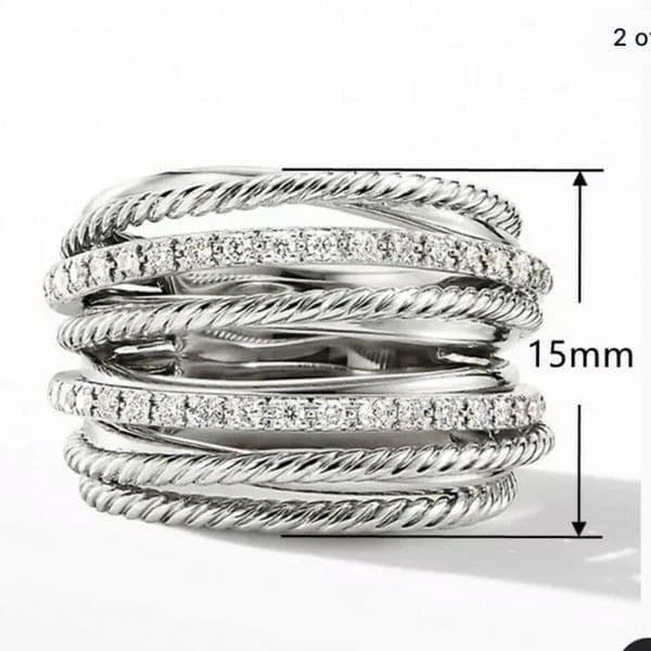 The Moderne Statement band ring in 925 & white sapphire sz 6 - Thumbnail 4
