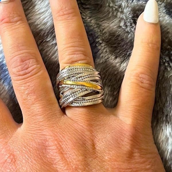 The Designer 2 Tone 925 Silver Statement Ring - Image 1