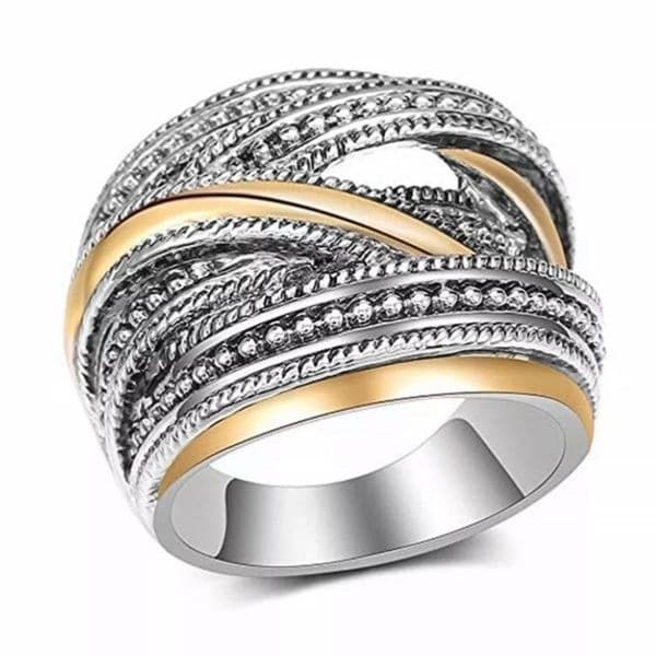 The Designer 2 Tone 925 Silver Statement Ring - Thumbnail 5