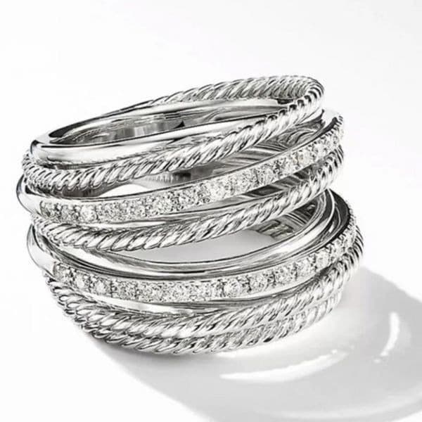 The Moderne Statement band ring in 925 & white sapphire sz 6 - Image 1