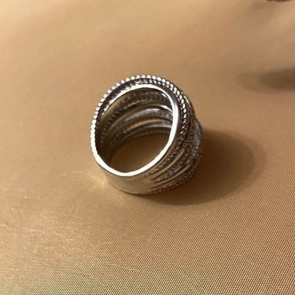 The Moderne Statement band ring in 925 & white sapphire sz 6 - Thumbnail 8