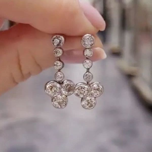 The Reverse T Dangle Drop Statement earrings in silver and cubic zirconia - Thumbnail 2