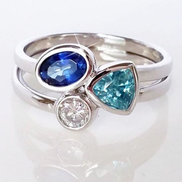 The Shades of blue ring in 925 silver and lab created gem stones sz 5 - Thumbnail 3