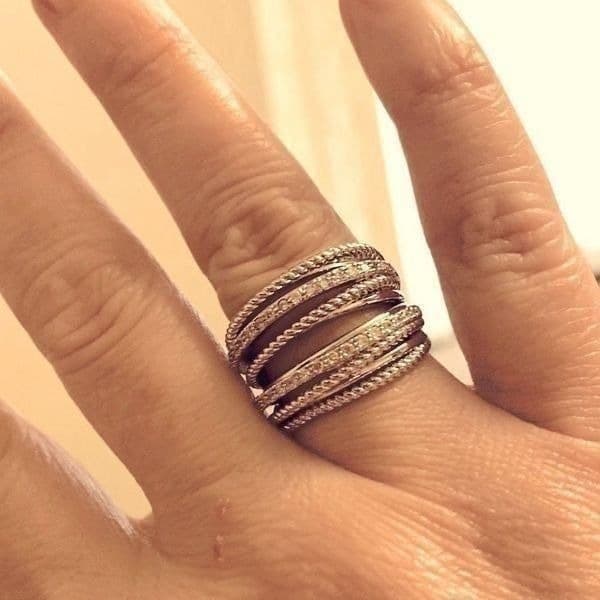 The Moderne Statement band ring in 925 & white sapphire sz 6 - Thumbnail 5