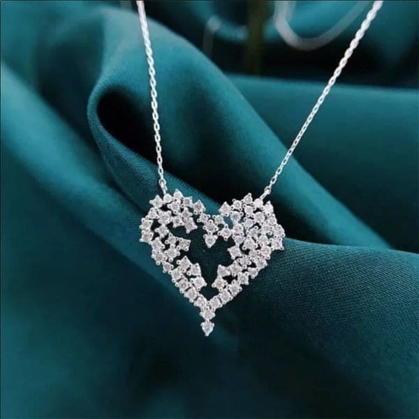 Love Cubic Zirconia Heart 925 pendant Necklace - Thumbnail 3