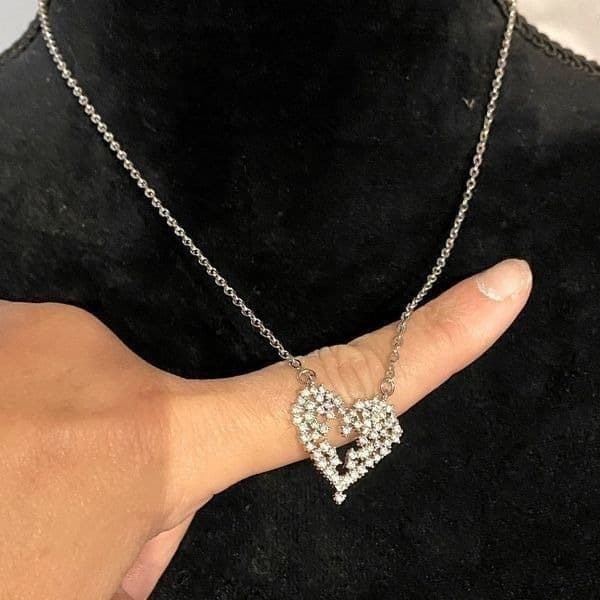 Love Cubic Zirconia Heart 925 pendant Necklace - Thumbnail 2