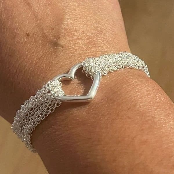 The Mesh Chain Heart Toggle Bracelet 925 - Thumbnail 6