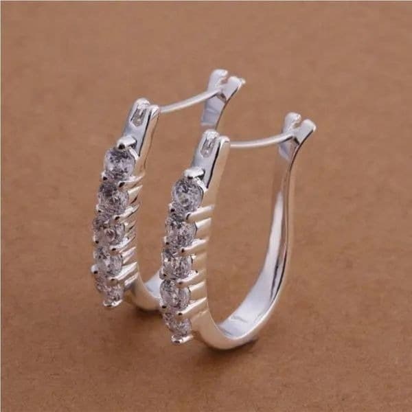 The Retro Upgrade sterling silver and crystal hoop earrings - Thumbnail 4