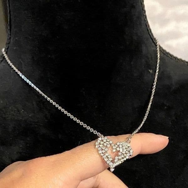 Love Cubic Zirconia Heart 925 pendant Necklace - Thumbnail 5