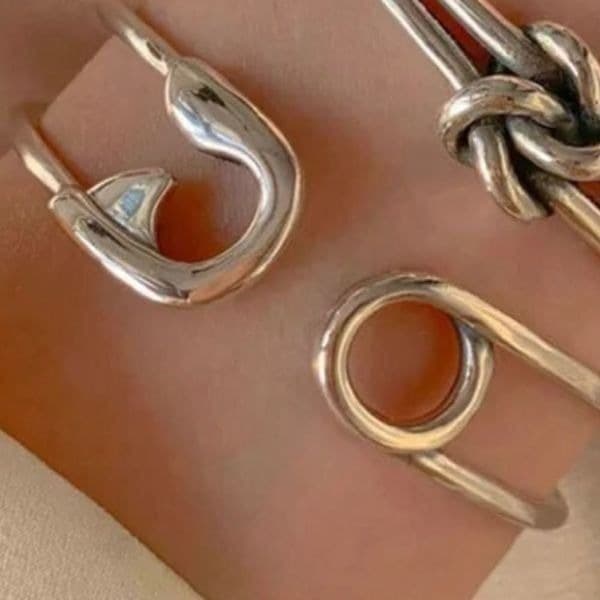 The Jumbo Safety Pin Bangle in 925 silver - Thumbnail 9