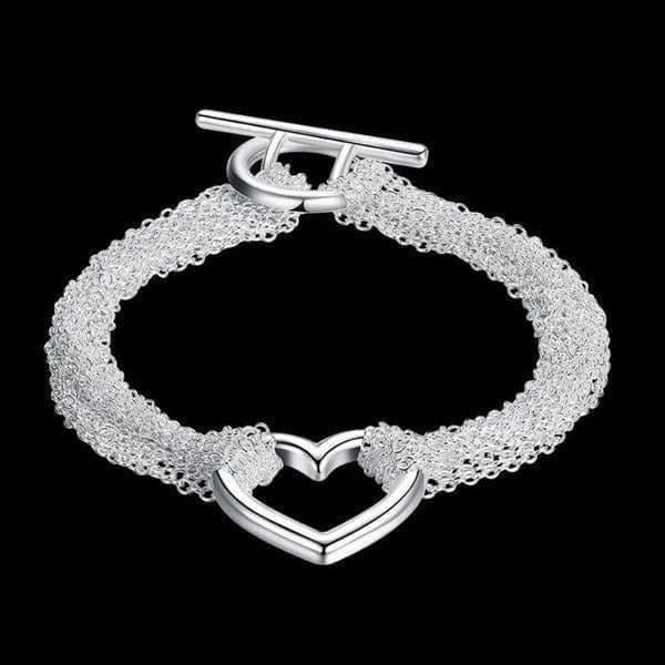 The Mesh Chain Heart Toggle Bracelet 925 - Thumbnail 5