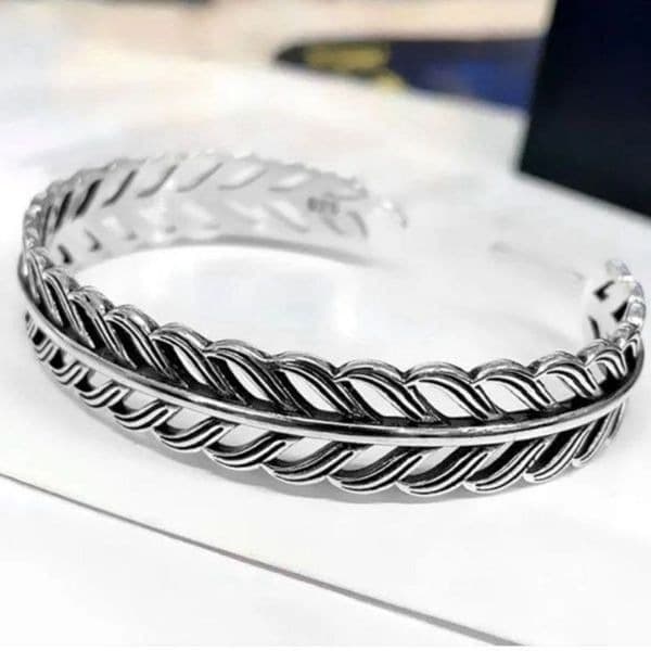 The Braided Cuff Bracelet adjustable, in 925 silver. - Image 1