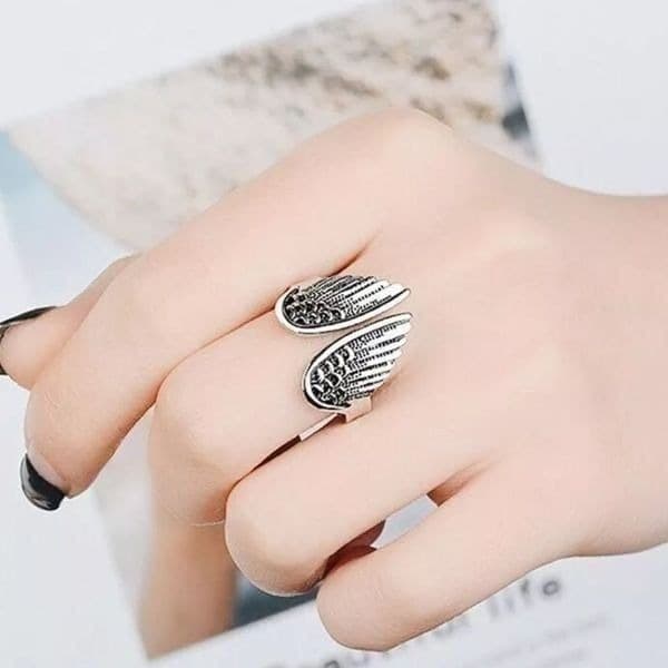 The Angel Wing Ring. Adjustable 925 open ring - Thumbnail 5