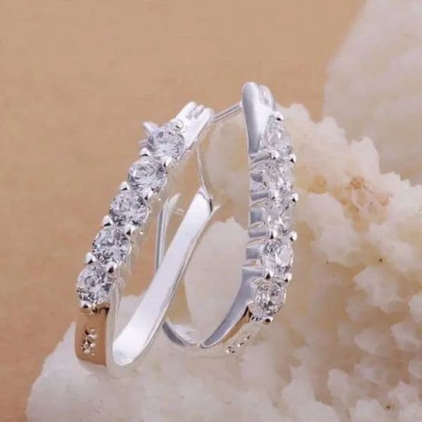 The Retro Upgrade sterling silver and crystal hoop earrings - Thumbnail 2