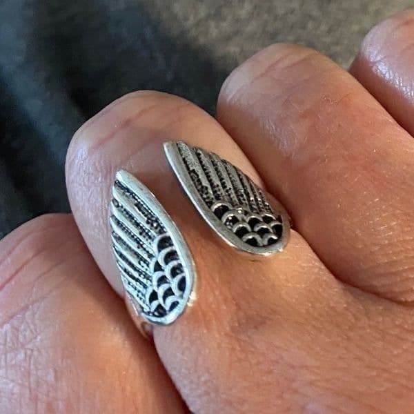 The Angel Wing Ring. Adjustable 925 open ring - Thumbnail 8