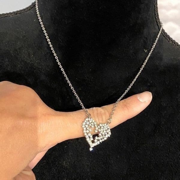 Love Cubic Zirconia Heart 925 pendant Necklace - Thumbnail 10