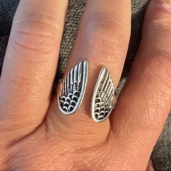 The Angel Wing Ring. Adjustable 925 open ring - Thumbnail 2