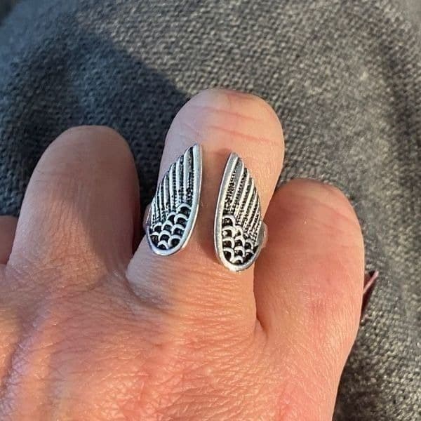 The Angel Wing Ring. Adjustable 925 open ring - Thumbnail 4