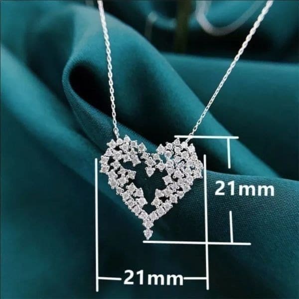 Love Cubic Zirconia Heart 925 pendant Necklace - Thumbnail 4