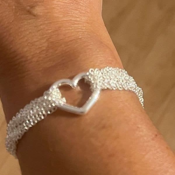 The Mesh Chain Heart Toggle Bracelet 925 - Thumbnail 10