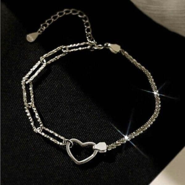 The Multimedia Dainty Heart link pendant bracelet in 925 silver. - Thumbnail 10