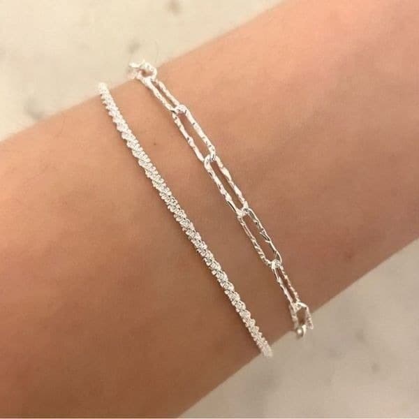 The Mixed Media double strand paperclip Bracelet in 925 - Image 1