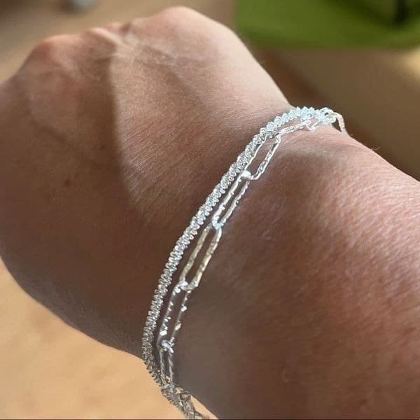 The Mixed Media double strand paperclip Bracelet in 925 - Thumbnail 3
