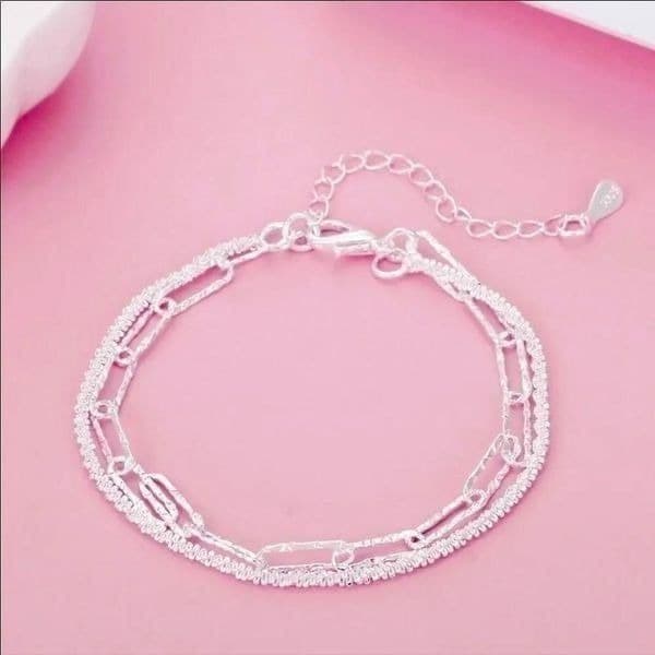 The Mixed Media double strand paperclip Bracelet in 925 - Thumbnail 2