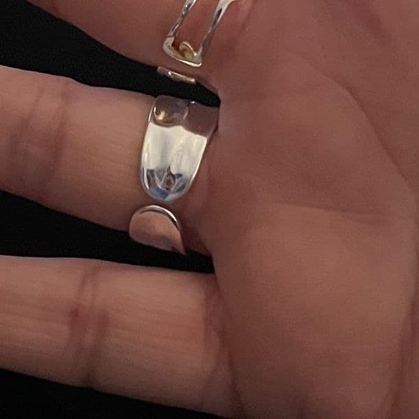 The Hammered Ring 925 adjustable silver band ring - Thumbnail 7