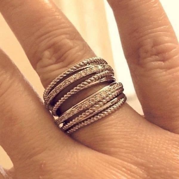 The Moderne Statement band ring in 925 & white sapphire sz 6 - Thumbnail 5